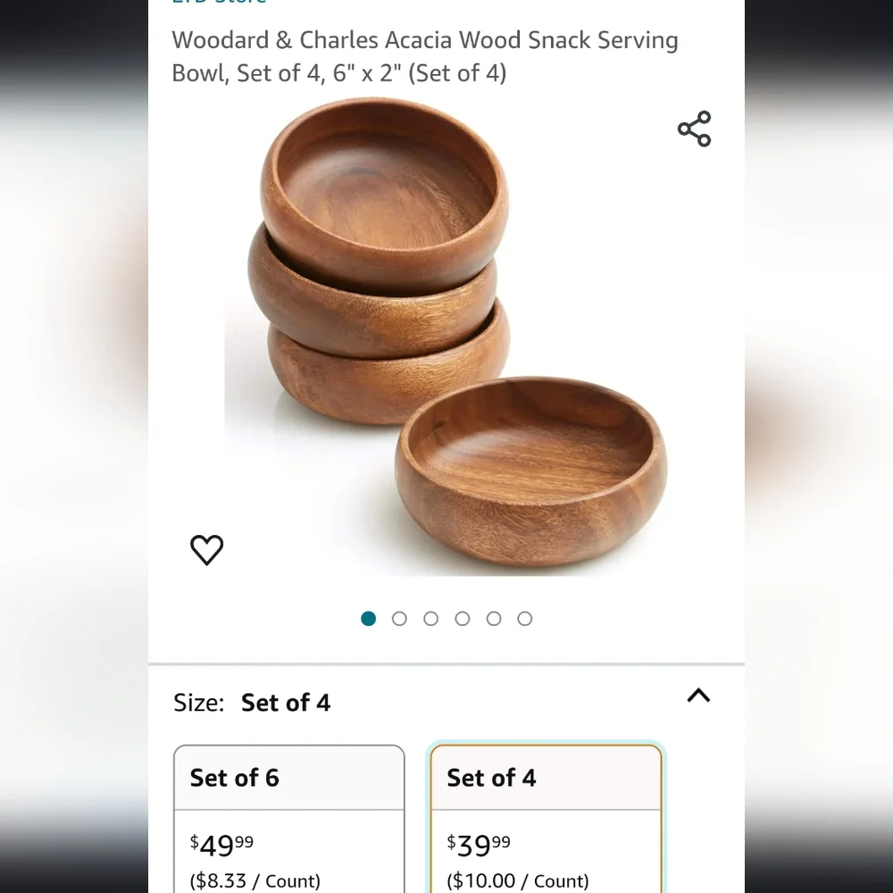 Lot of 4 vintage acacia wood 6 ×3 bowls - Picture 9 of 12